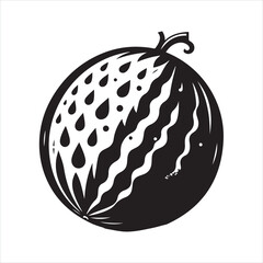 watermelon Continually drawn black lines silhouette on white background
