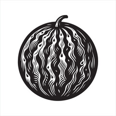 watermelon Continually drawn black lines silhouette on white background
