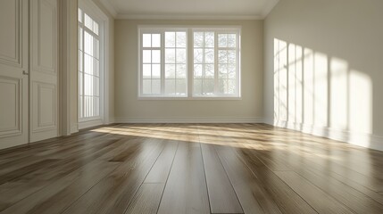 Obraz premium Empty Room with Sunlight Streaming Through Windows