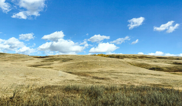 Rolling hills in rural landscape between Montreal and Vancouver, Canada