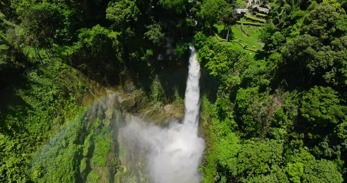 Immeasurable falls in Lake Sebu. Hikong Bente surrounded by lush green plants and trees. Mindanao, Philippines.