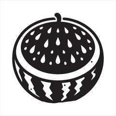 watermelon Continually drawn black lines silhouette on white background
