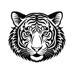 Tiger head silhouette with white background