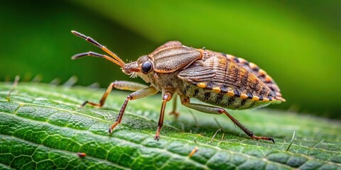 Metamorphosis of early stage stink bug nymph at tilted angle