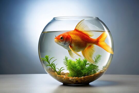 Metaphor for outgrowing limitations with goldfish breaking free from small aquarium