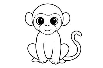 Detailed Baby Monkey Line Art for Kids' Animal-Themed Coloring Fun
