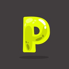 Jelly Alphabet letter P, jelly fonts a to z , shiny alphabets.