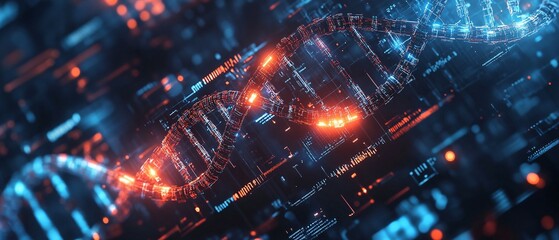 Obraz premium Abstract 3D Digital Representation of a DNA Helix