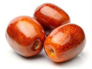 Fototapeta premium Fresh Jujubes on a Solid White Background