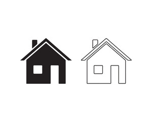 Home icon with thin line on white background