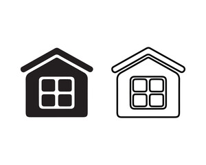 Home icon with thin line on white background