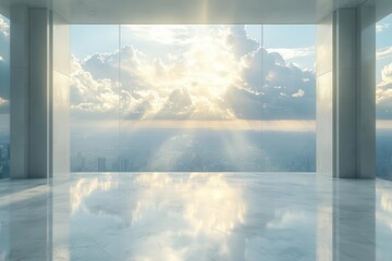 futuristic cityscape with expansive sky and polished concrete floor creating a backdrop for imaginative concepts limitless possibilities and creative exploration