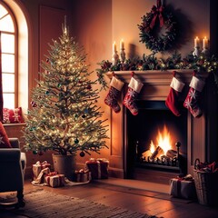 christmas tree with fireplace