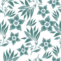 Vintage seamless floral pattern. Liberty style background of small pastel colorful flowers. Small flowers scattered over a white background. Stock vector for printing on surfaces