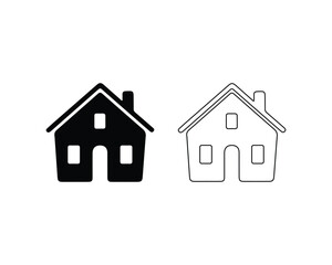 Home icon with thin line on white background