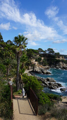 View of the sea coast in Lloret de Mar, Costa Brava, Catalonia, Spain.