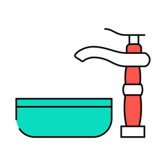 wash faucet water line icon vector. wash faucet water sign. isolated symbol illustration