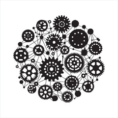 Gears silhouette on white background
