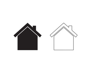 Home icon with thin line on white background