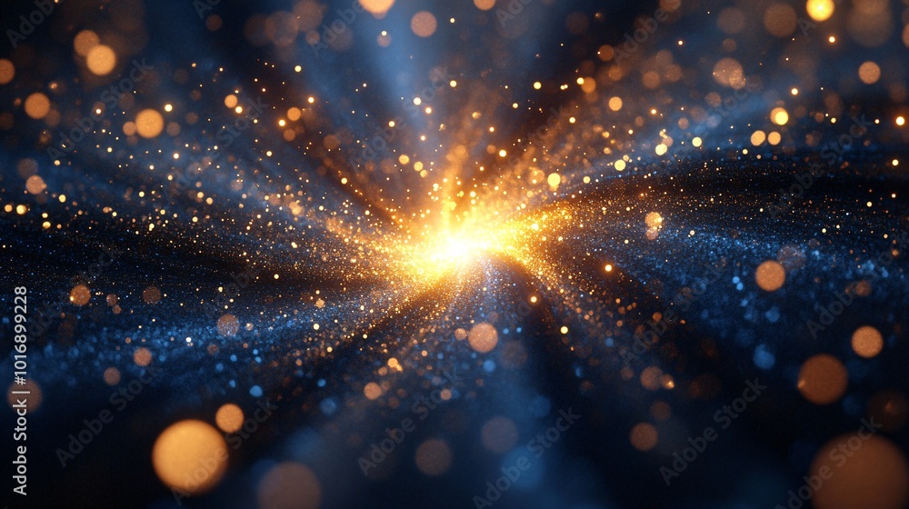 Poster stunning abstract background with glowing particles and light burst in dark space for creative desig