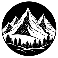 Obraz premium vector mountains icons isolated on white mountain forest.