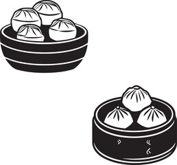 Fast food dim sum silhouette vector 