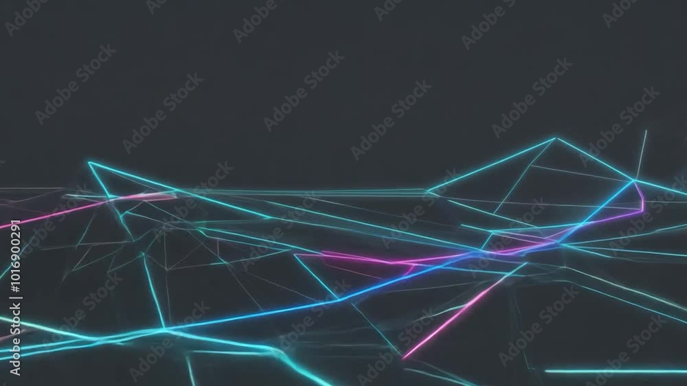 Poster abstract animation of a colorful neon structure evolving on a dark background. ideal for projects re