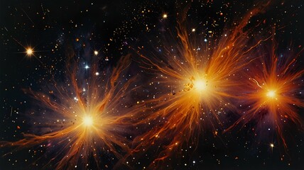 Stunning Cosmic Explosions in Outer Space with Vibrant Colors