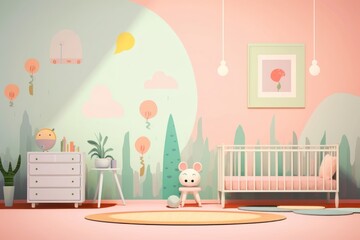 Fototapeta premium Baby nursery room furniture painting cute.