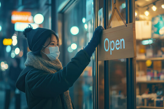 A woman wearing a mask