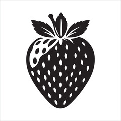 Fresh Strawberries silhouette on white background
