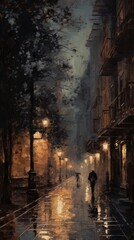 Fototapeta premium Vintage boulevard street painting alley city.