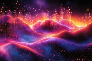 Fototapeta premium futuristic digital graphic showcasing abstract data flows and neural networks vivid colors intertwine to represent technological processes creating a captivating visual of innovation