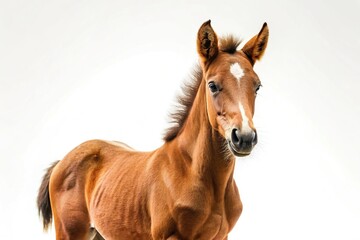 Minimalist brown foal isolated on white background