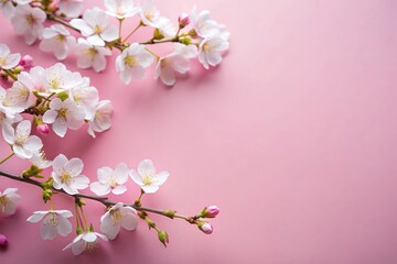 Minimalist cherry blossoms on pink background