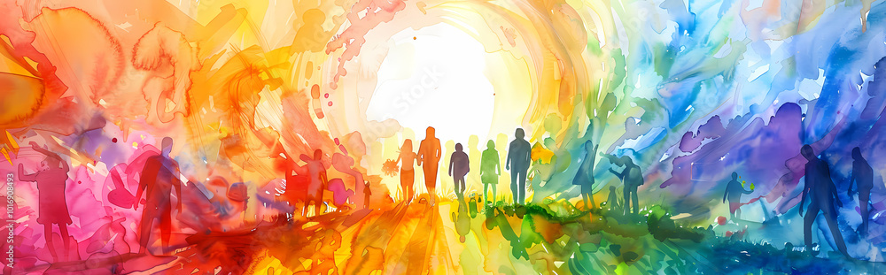 Poster abstract colorful background with bokeh genarated ai