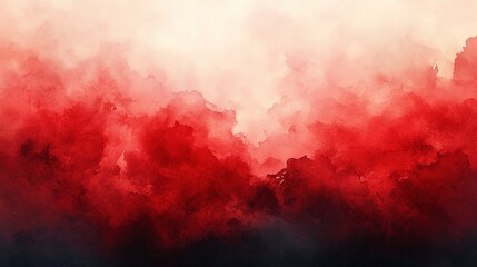 Abstract red watercolor background with dark grunge texture and smoke
