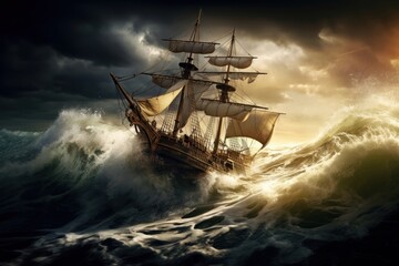 Obraz premium Ship sea sailboat outdoors.