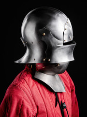 Medieval armor protection. Knight helm.