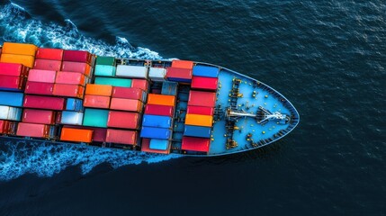 Fototapeta premium Colorful Cargo Ship in Open Water