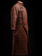 Historical fashion. Medieval knight cloth. Padded jacket gambeson.