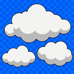  set of different types of white cloud on a transparent background, vector, digital illustration vector, svg