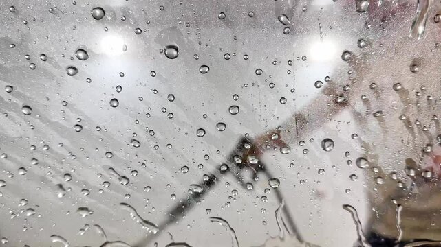 Self-service car wash view from inside the car.