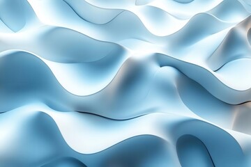 Obraz premium futuristic geometric background in soothing light blue and white tones featuring intricate 3d patterns ideal for presentations and modern design aesthetics