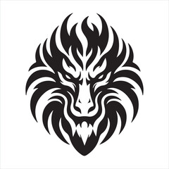 Logo face of a dragon, emblem silhouette on white background

