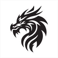 Obraz premium Logo face of a dragon, emblem silhouette on white background 