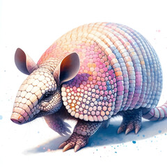 흰 배경, 아르마딜로, 수채화 (white background, armadillo, water colour)
