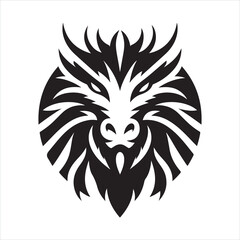 Obraz premium Logo face of a dragon, emblem silhouette on white background 