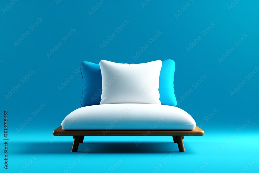 Poster minimalist depiction of a simple bed and pillow icon, representing restful sleep and relaxation thro