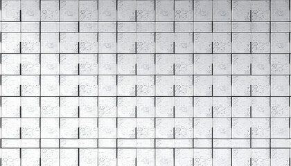 Futuristic Tiles arranged to create a Square wall. 3D, Semigloss Background formed from Concrete blocks. 3D Render isolated with white highlights, png